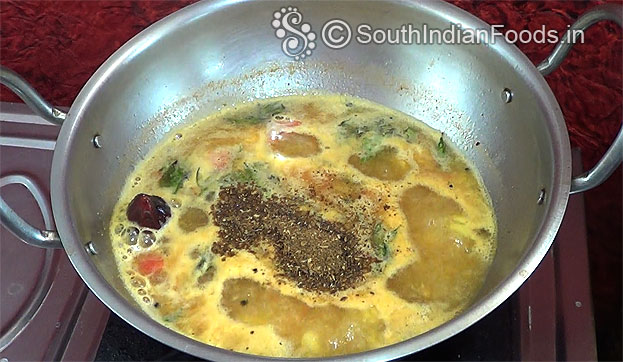 Add freshly ground rasam powder