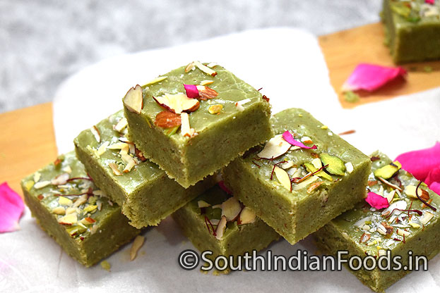 Pista burfi with less ghee