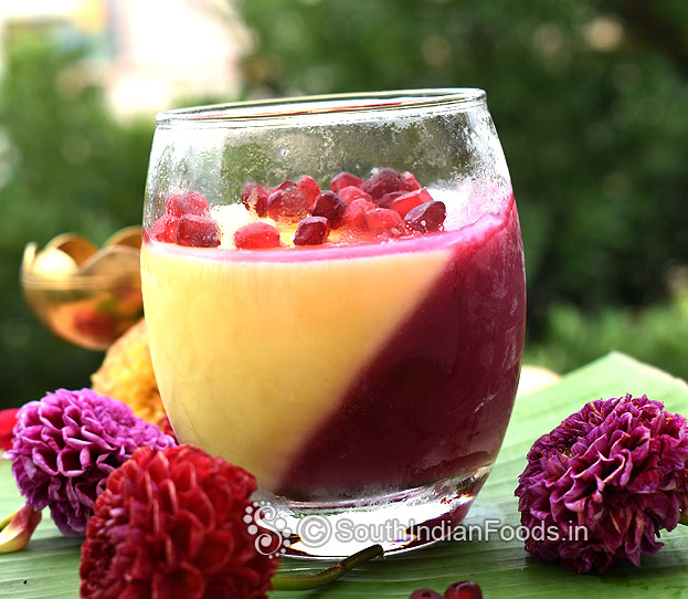 Homemade pomegranate custard pudding