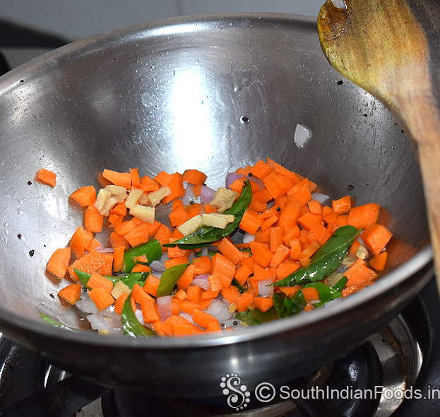 Add ginger, coconut, carrot, green chilli