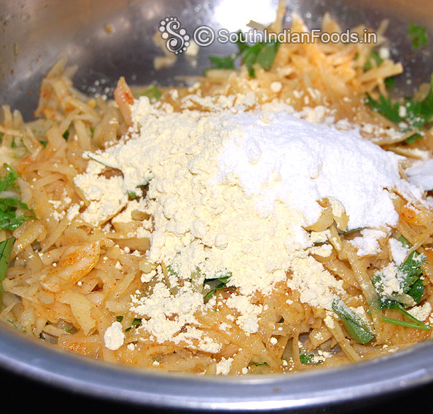Add gram flour, rice flour