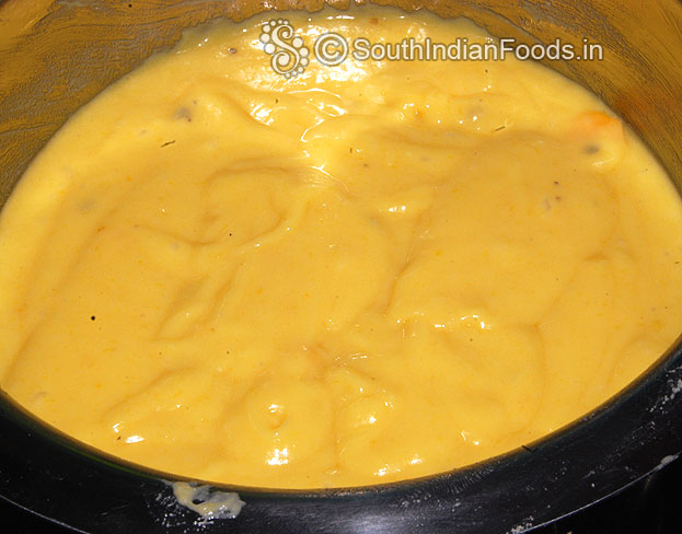 Transfer mango cake batter to a bowl