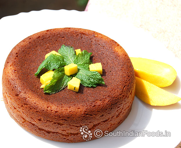 Eggless mango cake