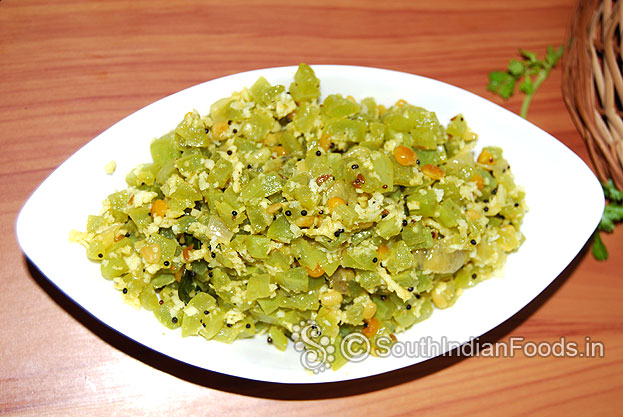 Pudalangai poriyal ready to serve