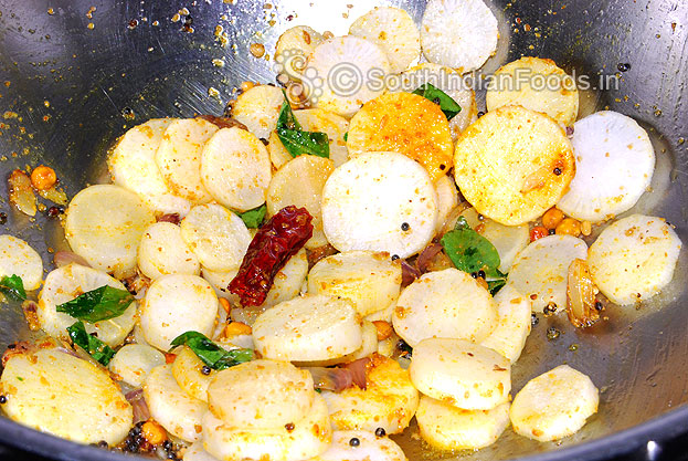 Heat pan then roast mullangi