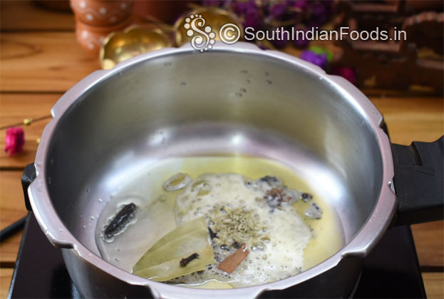 Heat oil, ghee, add spices