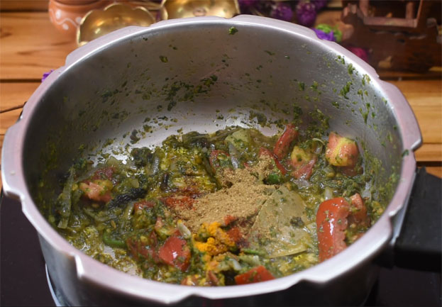 Add red chilli, turmeric, garam masala powder