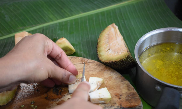 Remove outter skin, chop