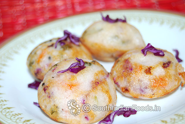 Red cabbage carrot kuzhi paniyaram