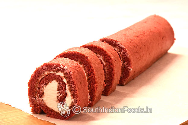 Red velvet swiss roll cake step 305