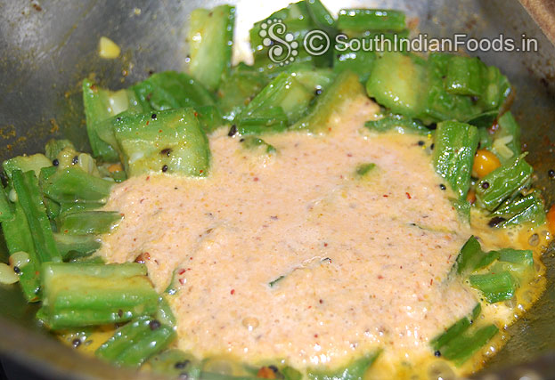 Add freshly ground paste, mix well, & let it boil & thickens