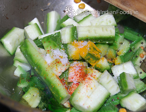 Add salt, turmeric & red chilli powder