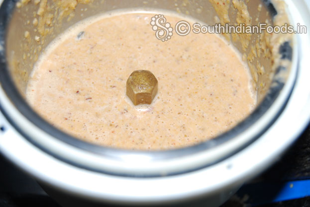 Put above roasted ingredients in a mixie jar grind well with 4 tbsp of water