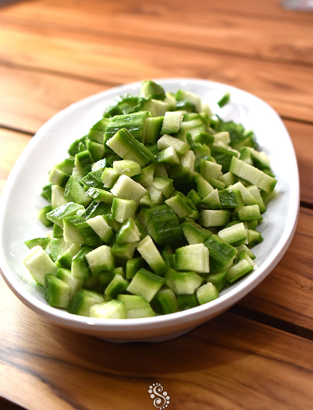 Chopped ridge gourd ready