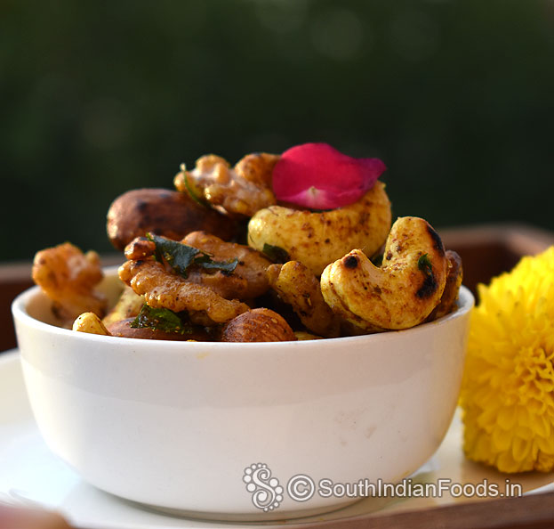 Homemade masala roasted nuts mixture