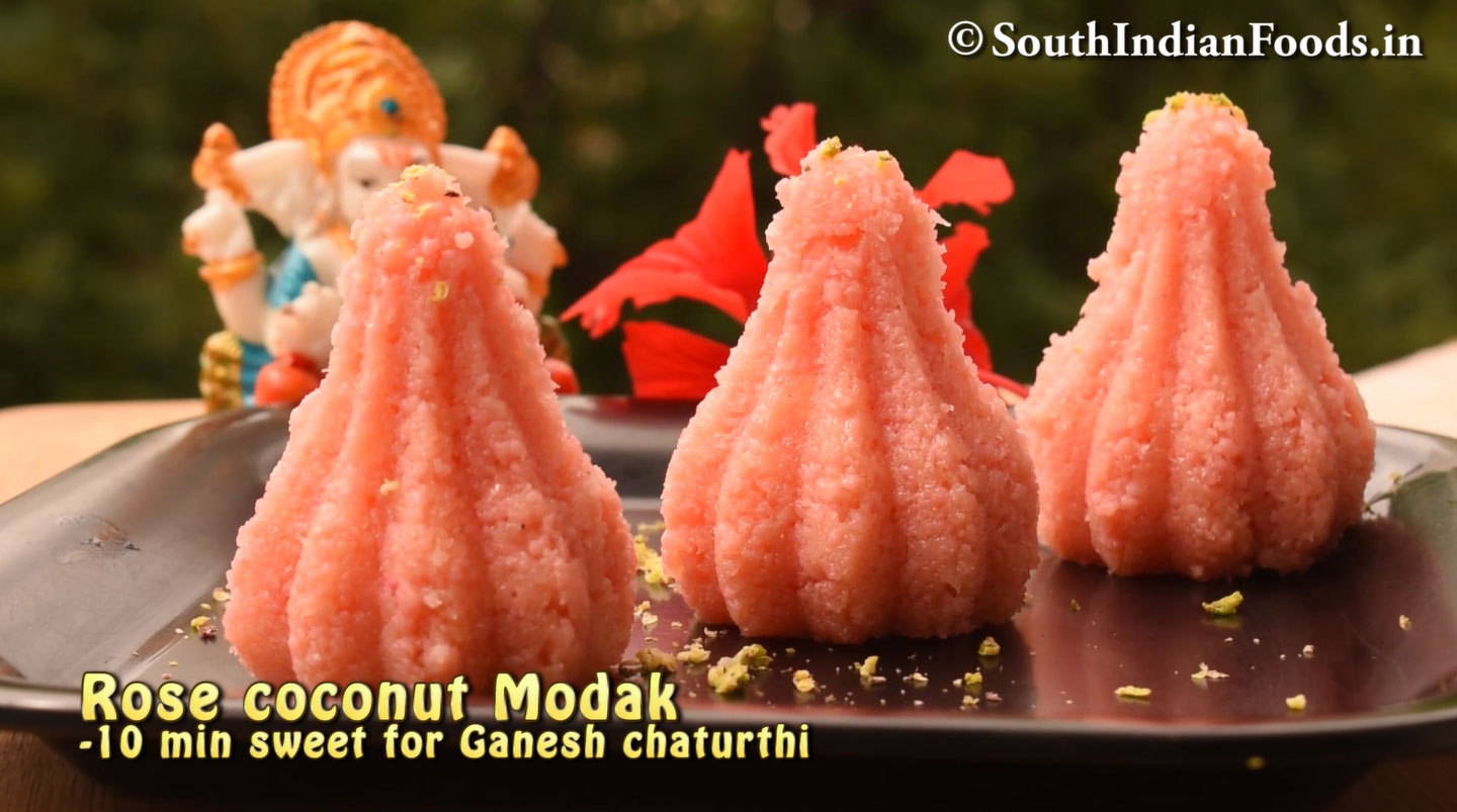 Rose coconut modak