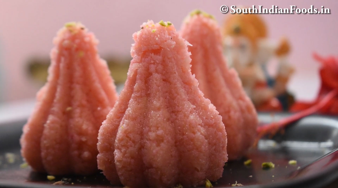 Rose coconut modak