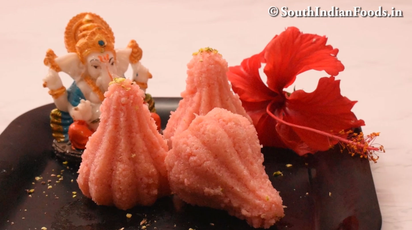 Rose coconut modak