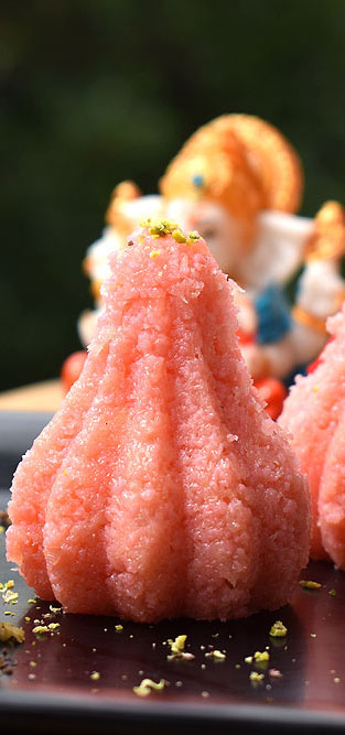 Rose coconut modak