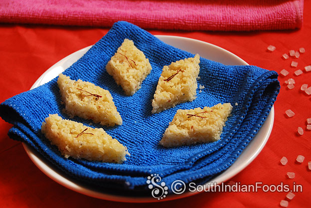 Saffron coconut burfi
