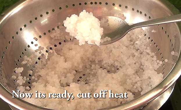 After steaming, soft sago ready