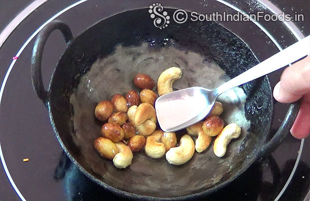 Ghee roast cashews & raisins, keep it aside