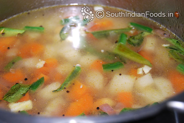Add water and salt mix well let it boil