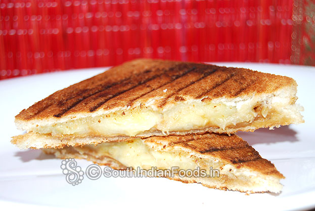 Sandwich with peanut butter with banana slices
