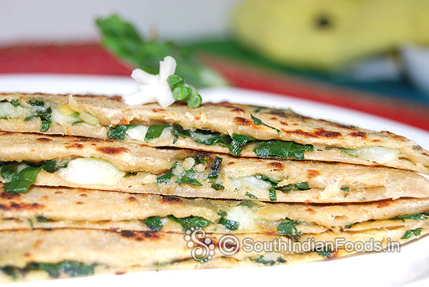 Scallion aloo stuffed paratha