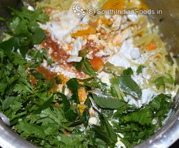 Add coriander & curry leaves