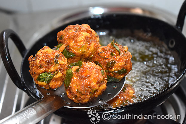 crispy semiya balls ready, remove it from oil