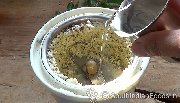 Add water, finely grind