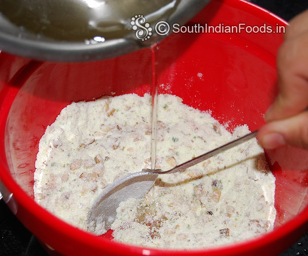 In a bowl add maida and corn flour