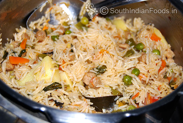 After 4 whistles - perfectly cooked biryani
