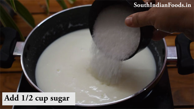 Heat sweet condensed milk in a pan, add grated paneer