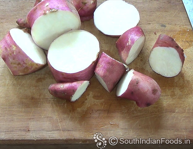 Wash & slcie sweet potato