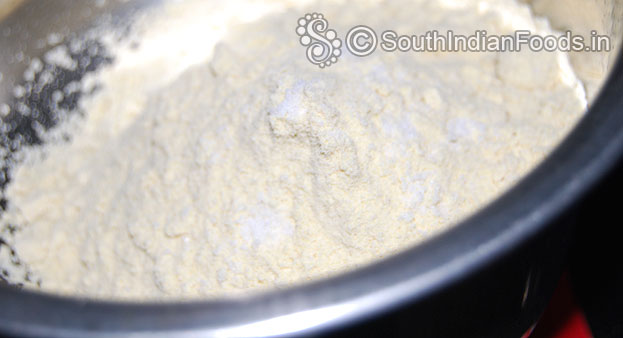 In a bowl add foxtail millet/ thinai flour and salt mix well