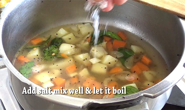 Add salt, mix well