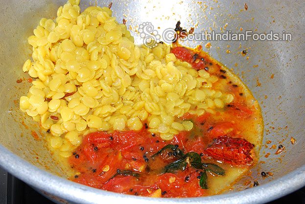 Add boiled toor dal mix well