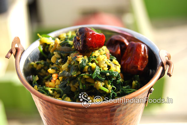 Tropical amaranth moong dal dry curry