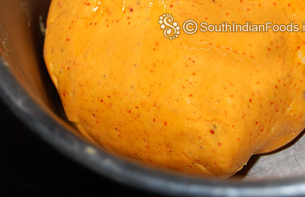In a bowl add varagu mmavu, rice flour, roasted gram flour, urad dal flour, asafetida, sesame seeds, cumin, red chilli powder, butter and salt mix well then add hot water make soft dough