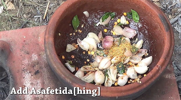 Add asafoetida & ground fenugreek powder