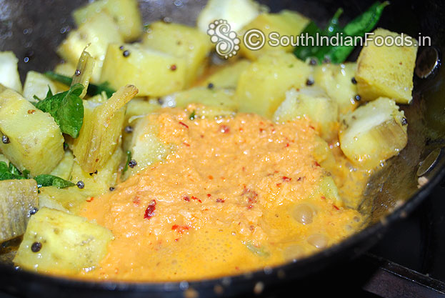 Add ground paste, salt mix well and let it boil