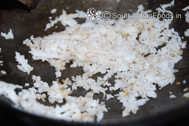 Roast grated coconut