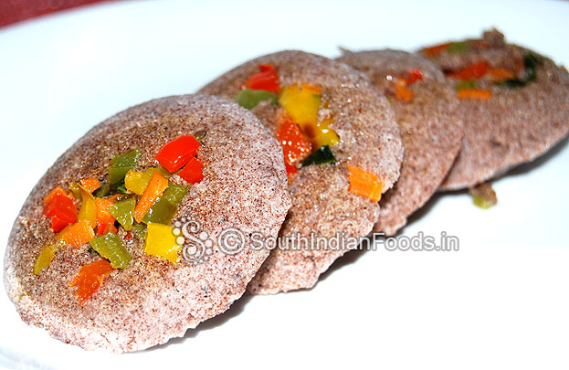 Veg finger millet flour idli