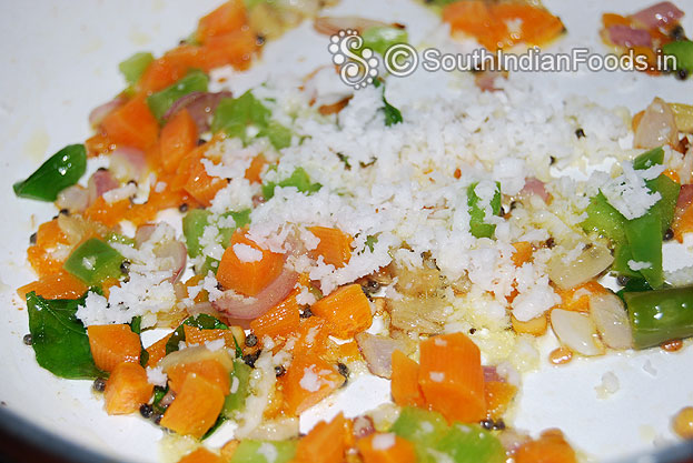 Add grated coconut saute