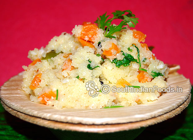 Veg bansi semolina upma is ready serve hot with chutney