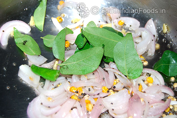 Add ginger, green chilli & curry leaves