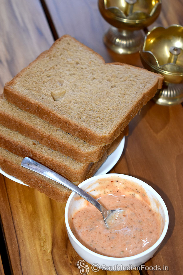 Brown bread and veg mayonnaise ready