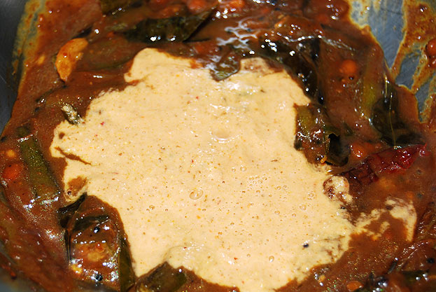 Freshly ground puli kulambu paste